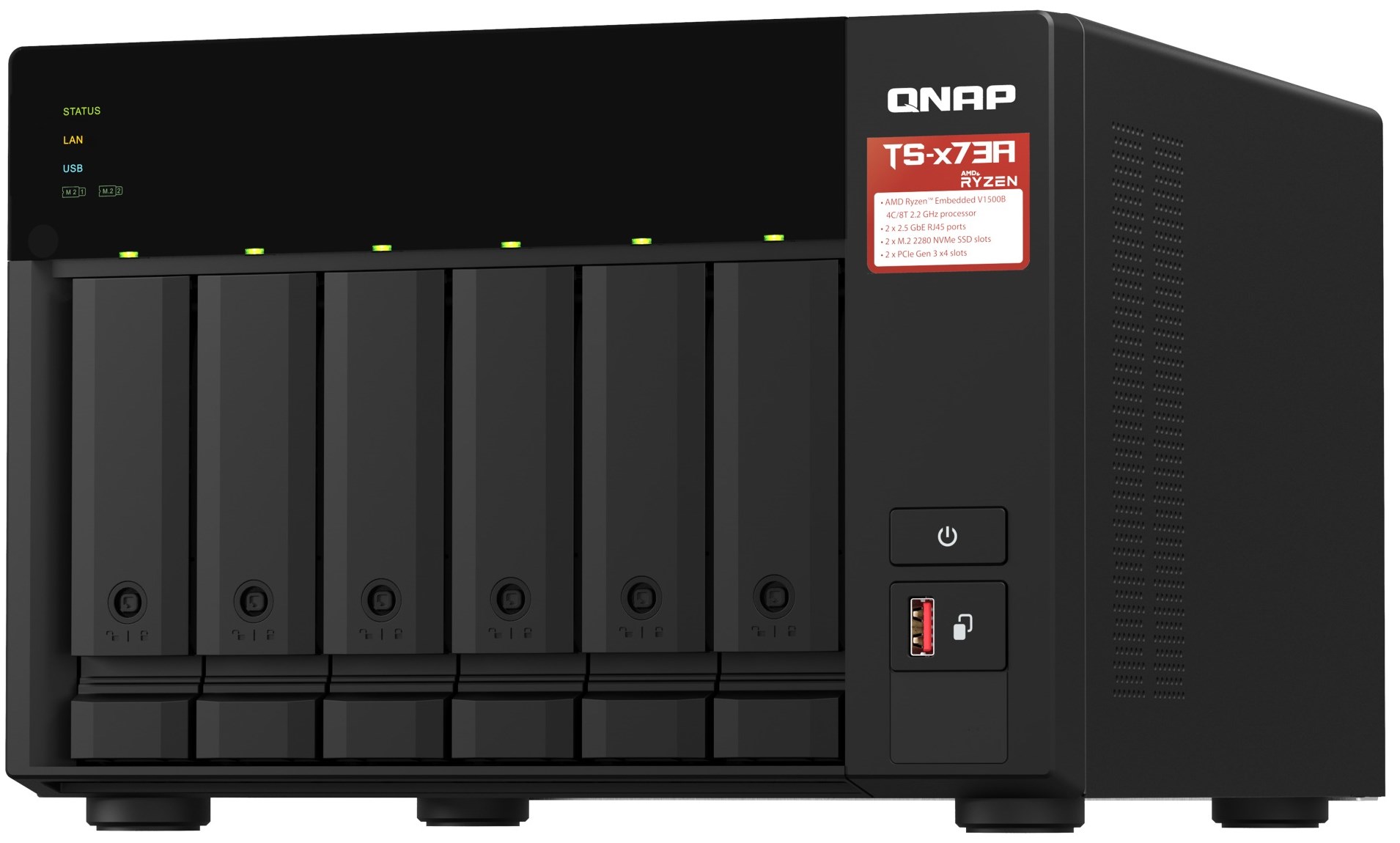 NAP TS-673A-8G /6-Bay+2×M.2 NVMe /Ryzen V1500B/8GB/2×2.5GbE – תמונה 7