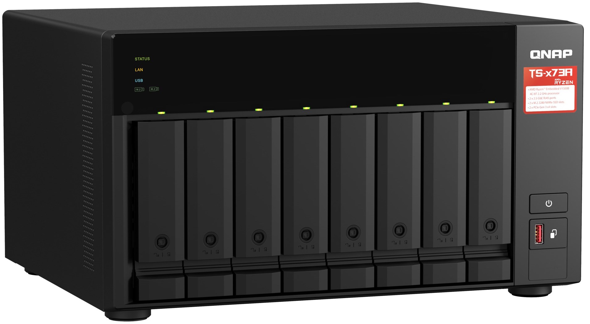 QNAP TS-873A-8G /8-Bay+2×M.2 NVMe/Ryzen V1500B/8GB/2×2.5GbE – תמונה 3