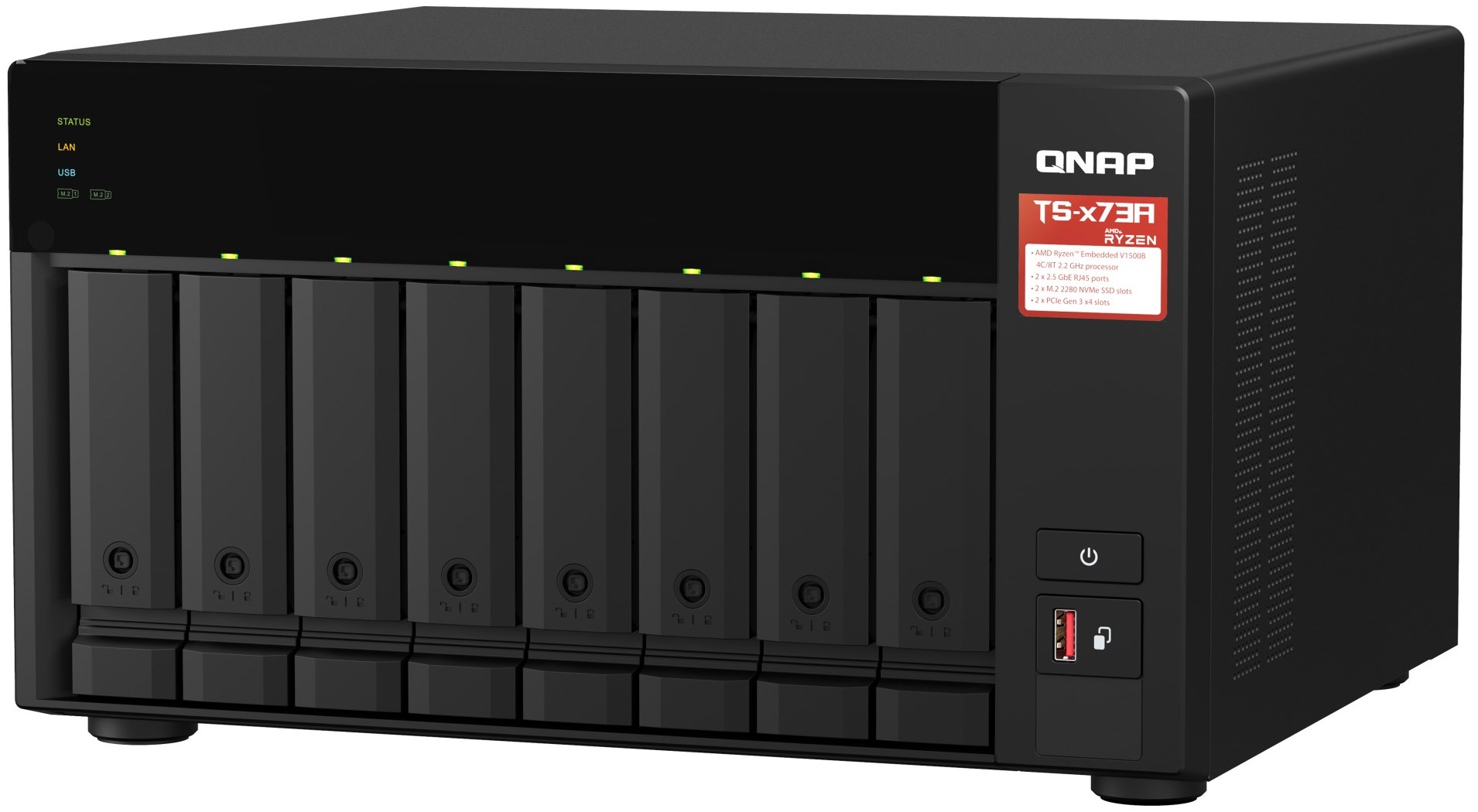 QNAP TS-873A-8G /8-Bay+2×M.2 NVMe/Ryzen V1500B/8GB/2×2.5GbE – תמונה 4