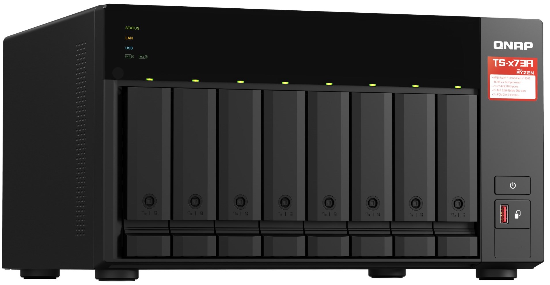 QNAP TS-873A-8G /8-Bay+2×M.2 NVMe/Ryzen V1500B/8GB/2×2.5GbE – תמונה 5