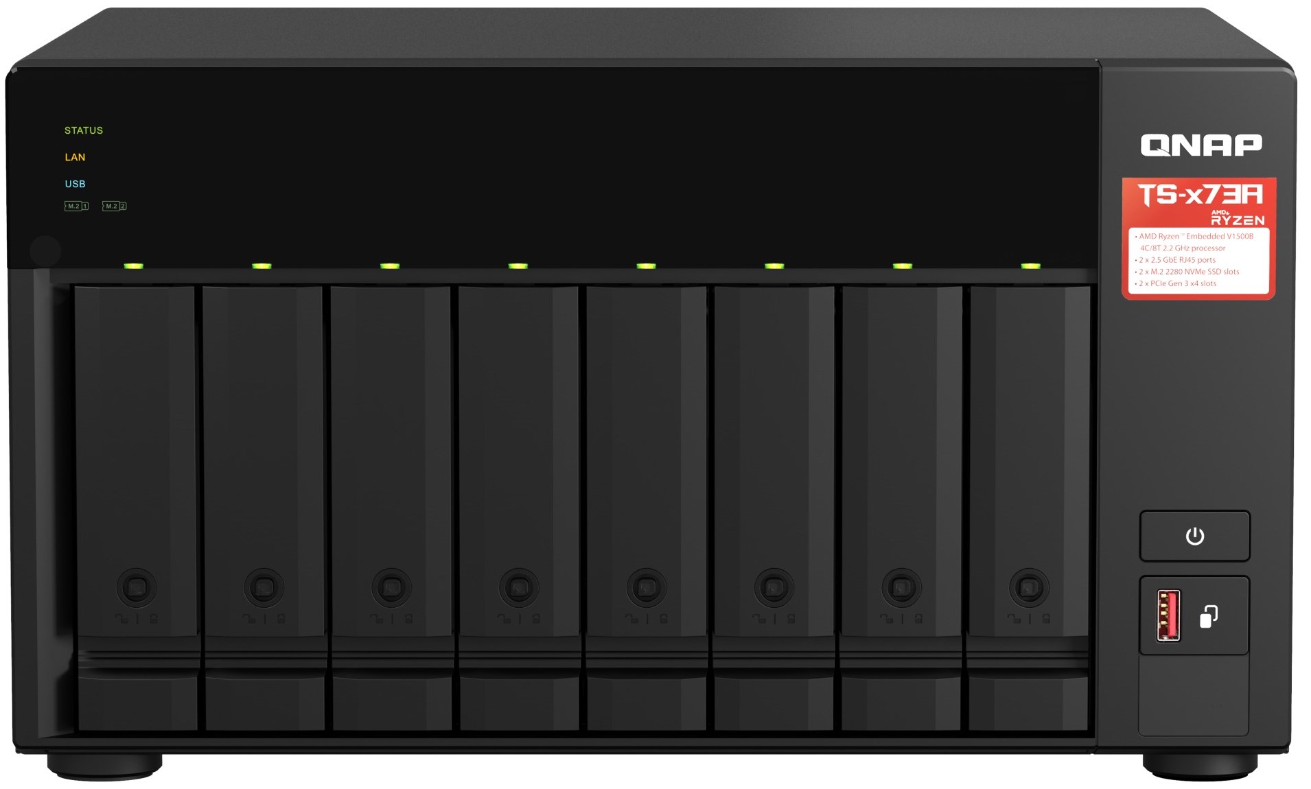 QNAP TS-873A-8G /8-Bay+2×M.2 NVMe/Ryzen V1500B/8GB/2×2.5GbE