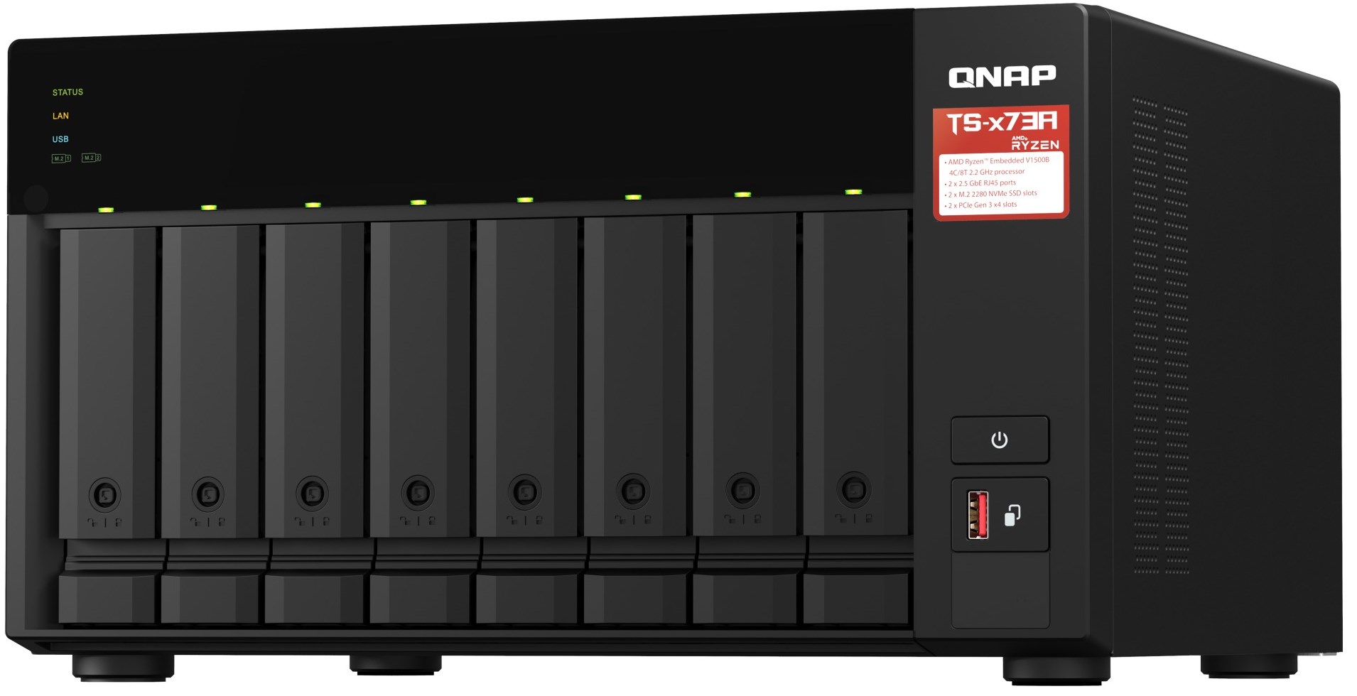 QNAP TS-873A-8G /8-Bay+2×M.2 NVMe/Ryzen V1500B/8GB/2×2.5GbE – תמונה 6