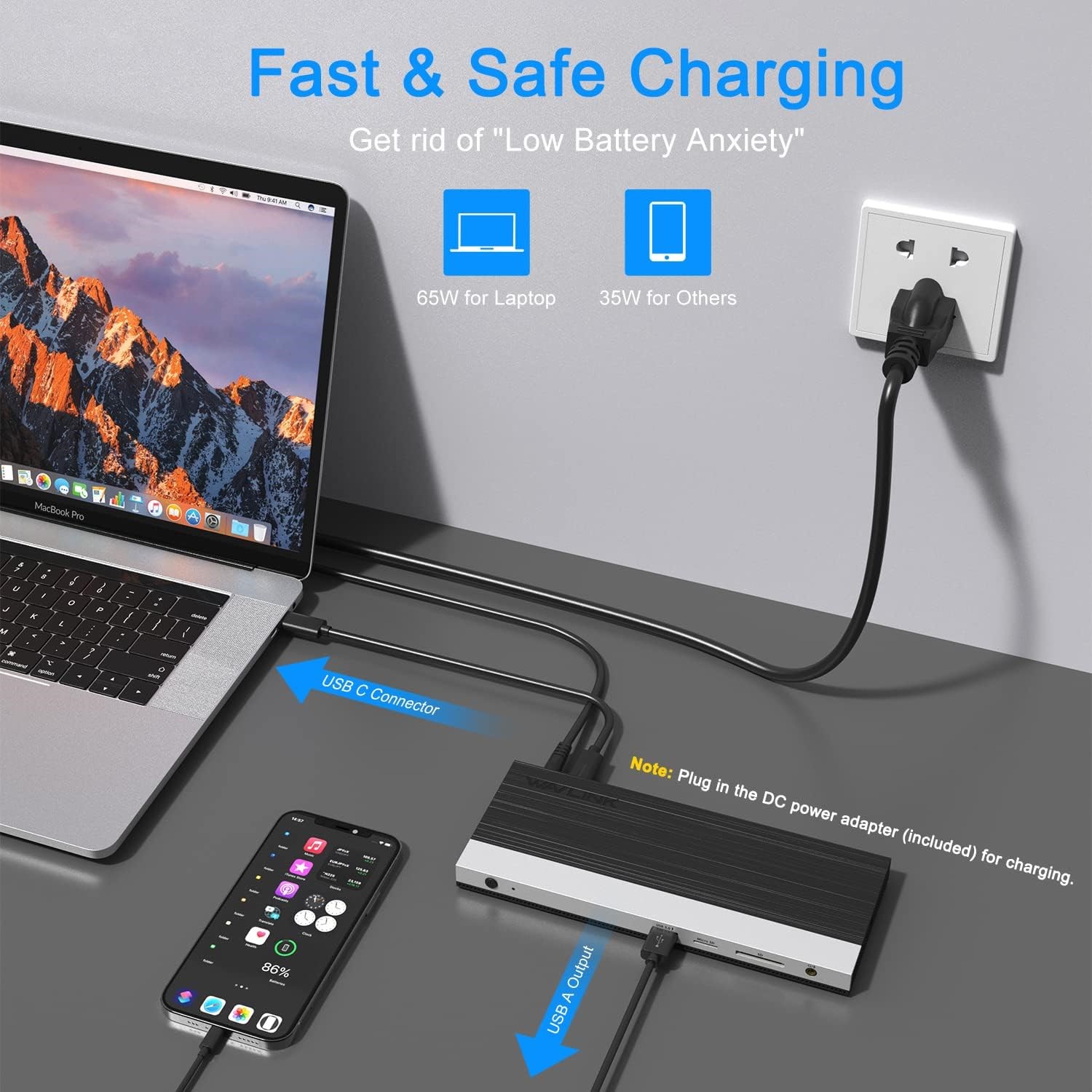 WAVLINK WL-UMD03 USB-C 12IN1 HDMI/DP/VGA/USB ×4/LAN/SD/TF/PD 100W – תמונה 5