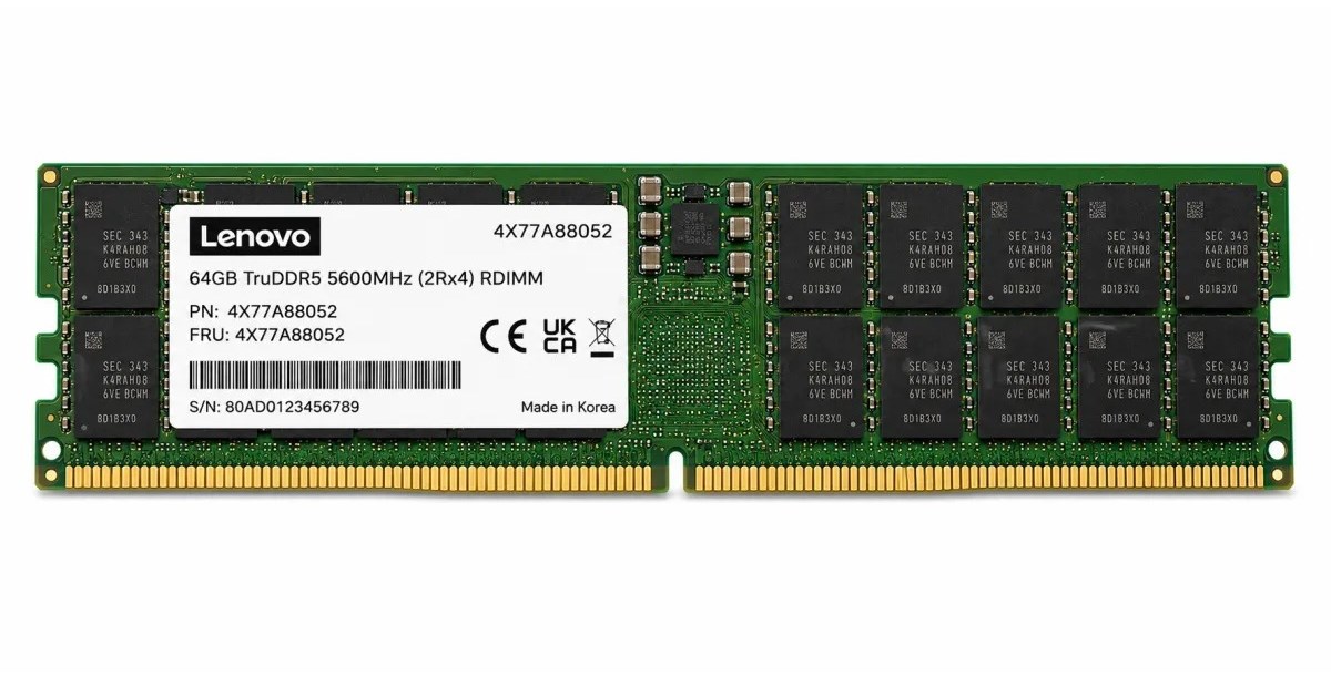 64GB TruDDR5 5600Mhz ECC UDIMM ThinkSystem Servers Lenovo